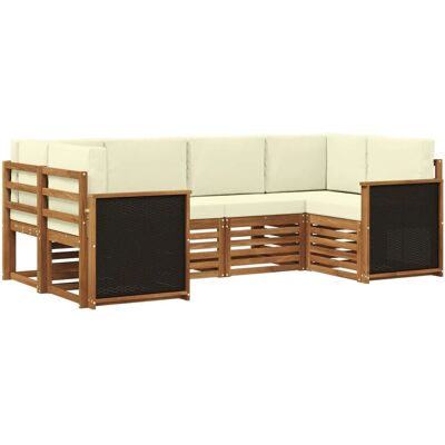 vidaXL Ecksofa Set mit Kissen 5 Stk Natur und Creme 3384761 vidaXL Ecksofa Set mit Kissen 5 Stk Natur und Creme 3384761