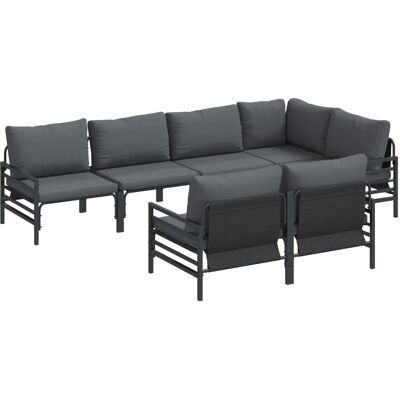 vidaXL Garten-Sofa-Set mit Kissen 7-Tlg Anthrazit Stahl Stoff 3378959 vidaXL Garten-Sofa-Set mit Kissen 7-Tlg Anthrazit Stahl Stoff 3378959