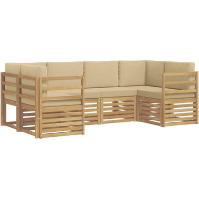 vidaXL Ecksofa Set 6 Stk Weiß und Beige 245 x 126,5 x 73 cm Polyester 3392378 vidaXL Ecksofa Set 6 Stk Weiß und Beige 245 x 126,5 x 73 cm Polyester 3392378