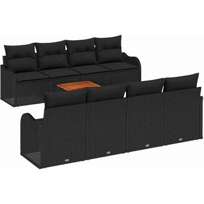 vidaXL Garten-Sofa-Set 9-Tlg Schwarz 3356098 vidaXL Garten-Sofa-Set 9-Tlg Schwarz 3356098