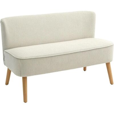HOMCOM Sofa Holz Stoff Schaumstoff Cremeweiß 117L x 56,5B x 77H cm HOMCOM Sofa Holz Stoff Schaumstoff Cremeweiß 117L x 56,5B x 77H cm