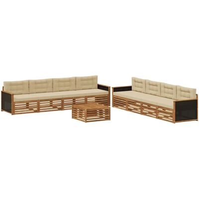 vidaXL Outdoor-Sofagarnitur mit Kissen 9 Stk Natur und Beige Polyester 3383166 vidaXL Outdoor-Sofagarnitur mit Kissen 9 Stk Natur und Beige Polyester 3383166