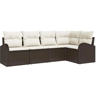 VidaXL 5-teiliges Gartensofa-Set - Rattan Polyester - Braun VidaXL 5-teiliges Gartensofa-Set - Rattan Polyester - Braun