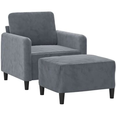 vidaXL Sessel mit Hocker - Samt Dunkelgrau vidaXL Sessel mit Hocker - Samt Dunkelgrau