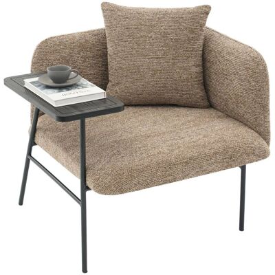 PXloue Stühle Einzelsessel mit Beistelltisch Chenille Sessel mit Seitentaschen für Wohnzimmer Khaki PXloue Stühle Einzelsessel mit Beistelltisch Chenille Sessel mit Seitentaschen für Wohnzimmer Khaki