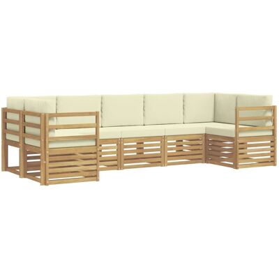 vidaXL Ecksofa Set mit Kissen 7 Stk Weiß und Creme Polyester 3392415 vidaXL Ecksofa Set mit Kissen 7 Stk Weiß und Creme Polyester 3392415