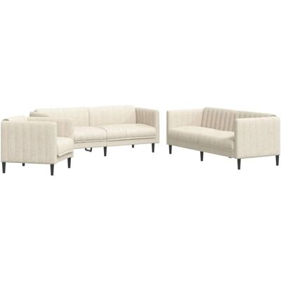 vidaXL Sofagarnitur - Modern Creme Stoff 3-teilig vidaXL Sofagarnitur - Modern Creme Stoff 3-teilig