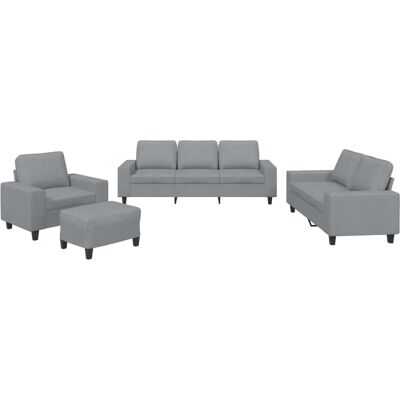 vidaXL Hellgraues Stoff 4-Teiliges Sofa-Set - Sofa-Set vidaXL Hellgraues Stoff 4-Teiliges Sofa-Set - Sofa-Set