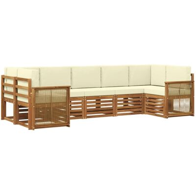 vidaXL Ecksofa Set mit Kissen 6 Stk Natur und Creme 3384806 vidaXL Ecksofa Set mit Kissen 6 Stk Natur und Creme 3384806