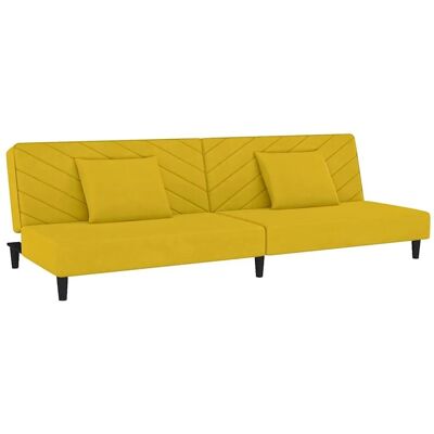 VIDAXL Gelber Samt 2-Sitzer Schlafsofa - Schlafsofa VIDAXL Gelber Samt 2-Sitzer Schlafsofa - Schlafsofa