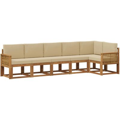 vidaXL Outdoor-Sofagarnitur mit Kissen 6 Stk Natur und Beige Polyester 3385259 vidaXL Outdoor-Sofagarnitur mit Kissen 6 Stk Natur und Beige Polyester 3385259