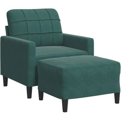 vidaXL Sessel mit Hocker - Dunkelgrün Samtstoff - 60cm vidaXL Sessel mit Hocker - Dunkelgrün Samtstoff - 60cm