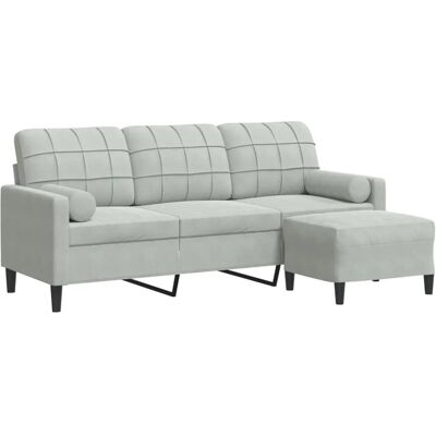 vidaXL 909558 3-Sitzer-Sofa mit Hocker Hellgrau vidaXL 909558 3-Sitzer-Sofa mit Hocker Hellgrau