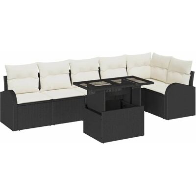 VidaXL Gartensofaset 7 Stück Schwarz Synthetischer Rattan VidaXL Gartensofaset 7 Stück Schwarz Synthetischer Rattan