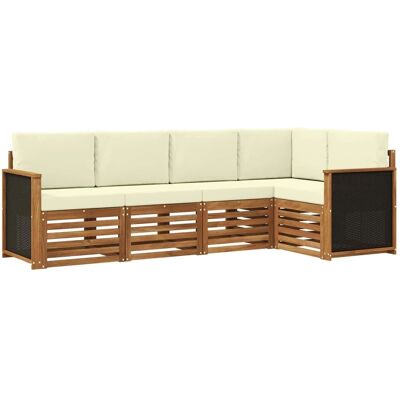 vidaXL Ecksofa Set mit Kissen 4 Stk Natur und Creme 3384341 vidaXL Ecksofa Set mit Kissen 4 Stk Natur und Creme 3384341