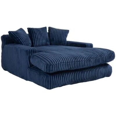 PXloue Stoffsofa Cord Bodensofa 125x155x63cm mit 3 Kissen Blau PXloue Stoffsofa Cord Bodensofa 125x155x63cm mit 3 Kissen Blau