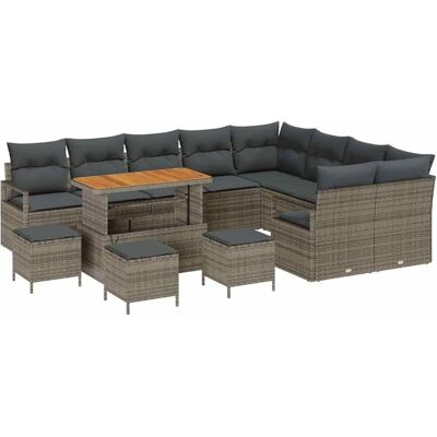 vidaXL Garten-Sofa-Set mit Kissen mit Speicher 13-Tlg Grau 3364523 vidaXL Garten-Sofa-Set mit Kissen mit Speicher 13-Tlg Grau 3364523
