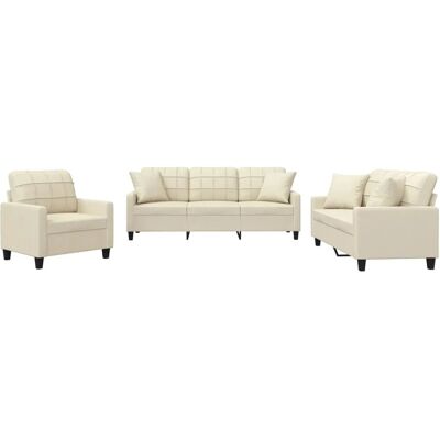 VIDAXL Creme 3-teiliges Sofaset - Modernes Wohnzimmermöbel VIDAXL Creme 3-teiliges Sofaset - Modernes Wohnzimmermöbel