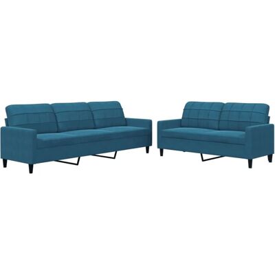 vidaXL Blaues Samtsofa-Set - Wohnzimmermöbel vidaXL Blaues Samtsofa-Set - Wohnzimmermöbel