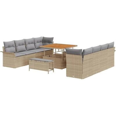 vidaXL Garten-Sofa-Set mit Kissen 11-Tlg Beige und Hellgrau 3364067 vidaXL Garten-Sofa-Set mit Kissen 11-Tlg Beige und Hellgrau 3364067