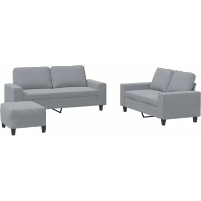 vidaXL 3-teiliges hellgraues Stoffsofa-Set vidaXL 3-teiliges hellgraues Stoffsofa-Set