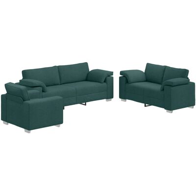 vidaXL Sofa-Set 3-Tlg Dunkelgrün Leinenmischgewebe 3324663 vidaXL Sofa-Set 3-Tlg Dunkelgrün Leinenmischgewebe 3324663