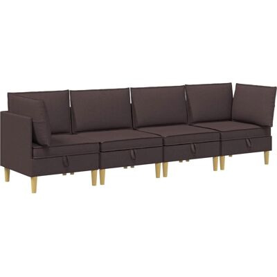 vidaXL Wohnzimmergarnitur mit Kissen 4 Stk Dunkelbraun Stoff 3413694 vidaXL Wohnzimmergarnitur mit Kissen 4 Stk Dunkelbraun Stoff 3413694