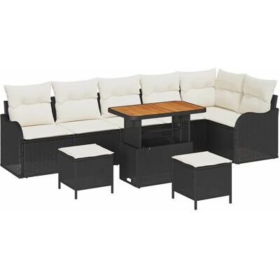 vidaXL Garten-Sofa-Set mit Kissen mit Speicher 9-Tlg Schwarz und Creme 3364235 vidaXL Garten-Sofa-Set mit Kissen mit Speicher 9-Tlg Schwarz und Creme 3364235