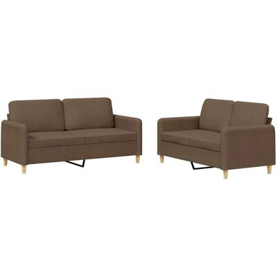 vidaXL 2-Tlg Sofagarnitur mit Kissen Braun Stoff 3202089 vidaXL 2-Tlg Sofagarnitur mit Kissen Braun Stoff 3202089