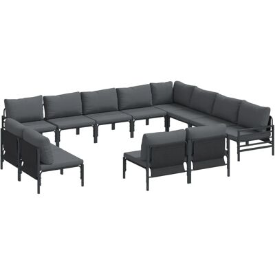 vidaXL Garten-Sofa-Set 12-Tlg Anthrazit Stahl 3379030 vidaXL Garten-Sofa-Set 12-Tlg Anthrazit Stahl 3379030