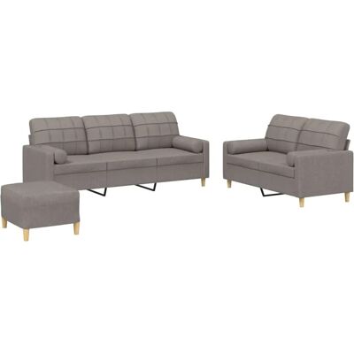 vidaXL 3-Tlg Sofagarnitur mit Kissen Taupe Stoff 3201337 vidaXL 3-Tlg Sofagarnitur mit Kissen Taupe Stoff 3201337