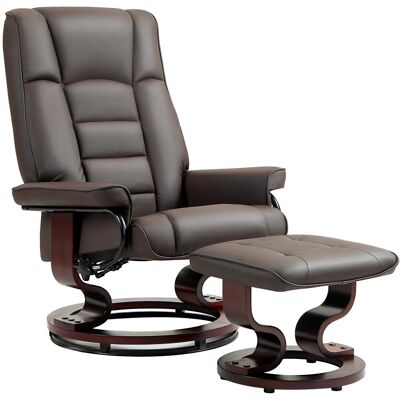 HOMCOM Relaxsessel mit Hocker Drehbar mit Liegefunktion für Wohnzimmer Kunstleder Braun HOMCOM Relaxsessel mit Hocker Drehbar mit Liegefunktion für Wohnzimmer Kunstleder Braun
