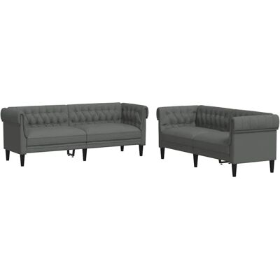 vidaXL Wohnzimmer Couch 2-Tlg Dunkelgrau Stoff 3385857 vidaXL Wohnzimmer Couch 2-Tlg Dunkelgrau Stoff 3385857