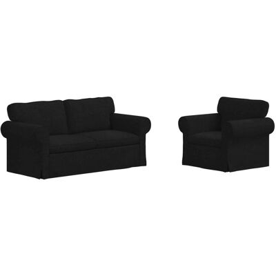 vidaXL Sofa 2-Tlg Schwarz 175 x 82 x 80 cm Stoff 3407532 vidaXL Sofa 2-Tlg Schwarz 175 x 82 x 80 cm Stoff 3407532