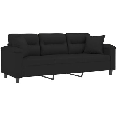 vidaXL 3-Sitzer Sofa - Mikrofaser, Schwarz - Sofa vidaXL 3-Sitzer Sofa - Mikrofaser, Schwarz - Sofa