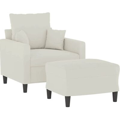 vidaXL Sessel mit Hocker - Samt Creme - 60cm vidaXL Sessel mit Hocker - Samt Creme - 60cm