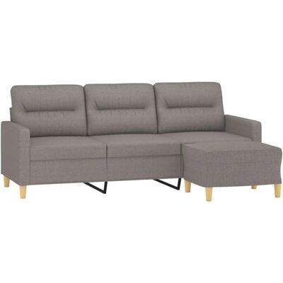 VIDAXL Grau Stoff 3-Sitzer mit Fußhocker - Sofa VIDAXL Grau Stoff 3-Sitzer mit Fußhocker - Sofa