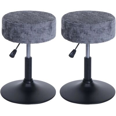 PROREGAL 2er-Set Hocker Höhenverstellbar Und Drehbar Sitzhöhe 45-57cm Durchmesser 37cm Stoff Chenille Dunkelgrau Sitzhocker PROREGAL 2er-Set Hocker Höhenverstellbar Und Drehbar Sitzhöhe 45-57cm Durchmesser 37cm Stoff Chenille Dunkelgrau Sitzhocker