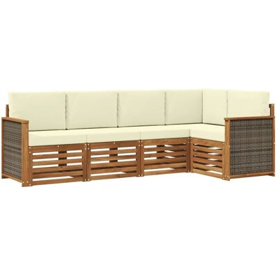 vidaXL Ecksofa Set mit Kissen 4 Stk Natur und Creme 3384346 vidaXL Ecksofa Set mit Kissen 4 Stk Natur und Creme 3384346