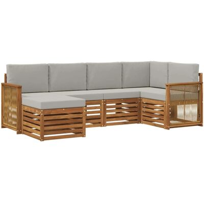 vidaXL Ecksofa Set mit Kissen 5 Stk Natur und Hellgrau 3384567 vidaXL Ecksofa Set mit Kissen 5 Stk Natur und Hellgrau 3384567