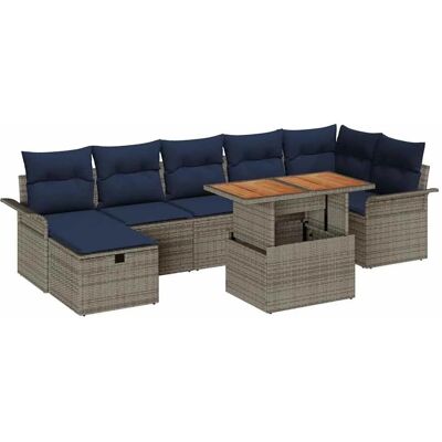 vidaXL Garten-Sofa-Set 8 Stk Grau Poly-Rattan 3361255 vidaXL Garten-Sofa-Set 8 Stk Grau Poly-Rattan 3361255