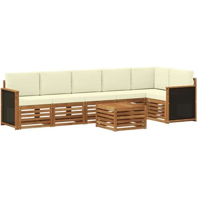 vidaXL Ecksofa Set mit Kissen 6 Stk Natur und Creme 3384431 vidaXL Ecksofa Set mit Kissen 6 Stk Natur und Creme 3384431