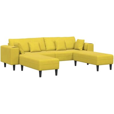 vidaXL Sofa mit Kissen 3-Tlg Gelb Samt 3335178 vidaXL Sofa mit Kissen 3-Tlg Gelb Samt 3335178