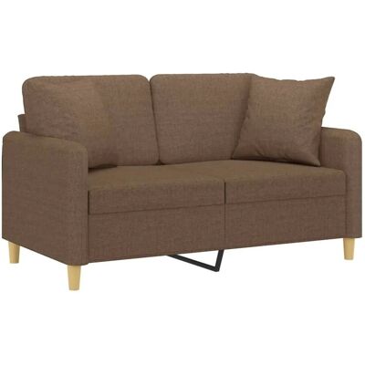vidaXL 2-Sitzer Brauner Stoffsofa mit Kissen - Sofa vidaXL 2-Sitzer Brauner Stoffsofa mit Kissen - Sofa