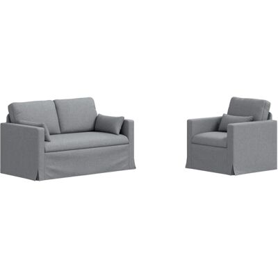 vidaXL Sofa 2-Tlg Hellgrau 139 x 78 x 80 cm Stoff 3407493 vidaXL Sofa 2-Tlg Hellgrau 139 x 78 x 80 cm Stoff 3407493