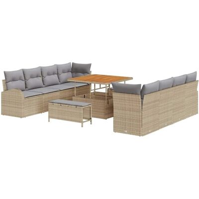 vidaXL Garten-Sofa-Set mit Kissen 11-Tlg Beige und Hellgrau 3364327 vidaXL Garten-Sofa-Set mit Kissen 11-Tlg Beige und Hellgrau 3364327