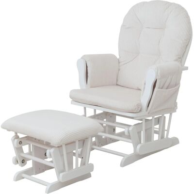 MCW Relaxsessel C76 mit Hocker Stoff Cord Öko-Tex Creme Gestell Weiß MCW Relaxsessel C76 mit Hocker Stoff Cord Öko-Tex Creme Gestell Weiß