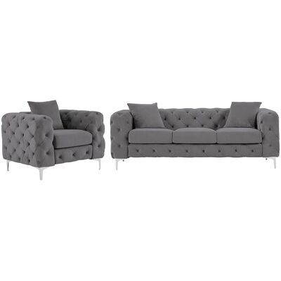 Vente-unique Couchgarnitur Mit Sessel Edwina Anthrazitgrau 106 cm 220 cm Vente-unique Couchgarnitur Mit Sessel Edwina Anthrazitgrau 106 cm 220 cm