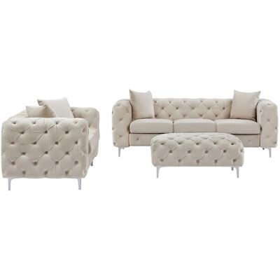Vente-unique Couchgarnitur Mit Sessel Edwina Beige 162 cm 103 cm 220 cm Vente-unique Couchgarnitur Mit Sessel Edwina Beige 162 cm 103 cm 220 cm