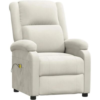 vidaXL Massagesessel Elektrisch Creme Samt 3098413 vidaXL Massagesessel Elektrisch Creme Samt 3098413